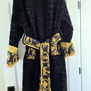 Versace Black Robe with Gold Detailing